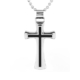 Stainless Steel Polished Black Resin Inlay Cross Pendant Necklace