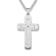 Crucible Stainless Steel Laser Outlined Cubic Zirconia Cross Pendant Necklace - 24"
