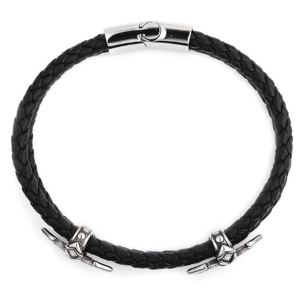 Crucible Men's Antiqued Stainless Steel Cross Accents Double Black ...
