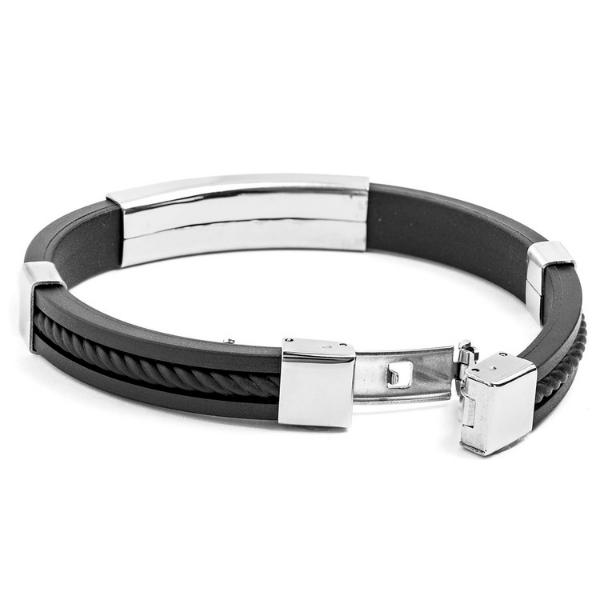 Lord's Prayer Bracelet Black Leather Stainless Steel | Jared