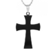 Men's Black Plated Stainless Steel Flared Cross Pendant Necklace - 24"
