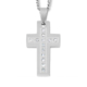 Men's Stainless Steel Polished Cubic Zirconia Cross Pendant Necklace - 24"