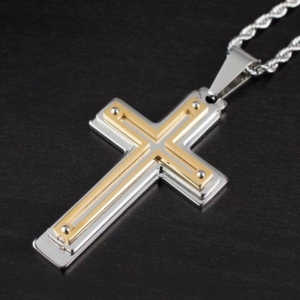 Stainless Steel Multi-Layer Cross Pendant Necklace
