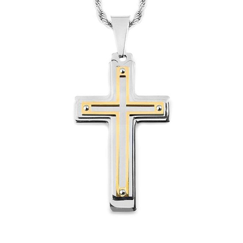 two Tone rustic Cross Necklace 32162 - Diamond T Outfitters