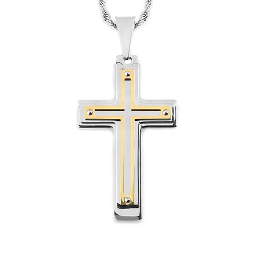 18KT Two Tone Cross Pendant – Rocco's Jewelry