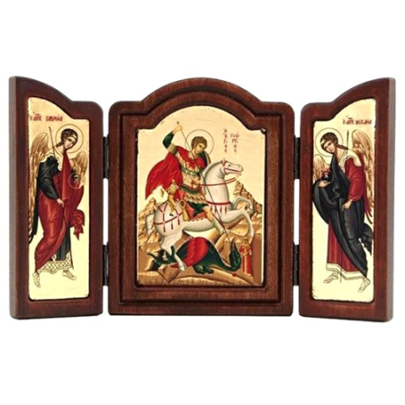 Triptych Icon of Saint George TE Series, Spiritual Artwork