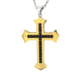 Stainless Steel Black Cubic Zirconia Cross Pendant Necklace
