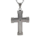 Stainless Steel Black Cubic Zirconia Layered Gunmetal Cross Pendant Necklace - 24"