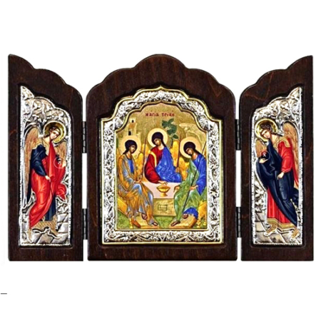 Triptych Icon of The Holy Trinity T Series, Religious Artwork