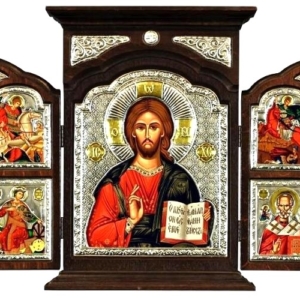 Triptych Icon of Jesus Christ of Kazan Pantocrator T Series, Religious Artwork