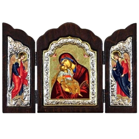 Triptych Icon of Virgin Mary Glykofilousa T Series, Religious Artwork