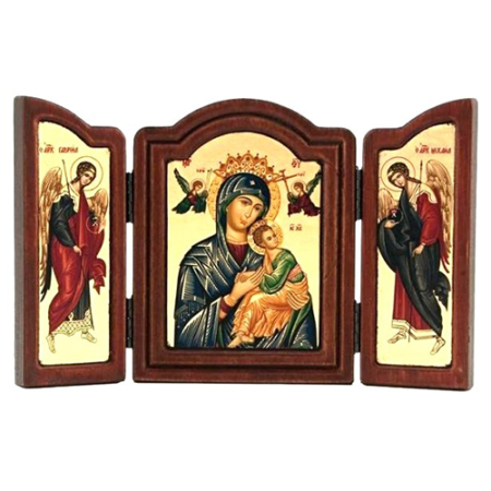 Triptych Icon of Virgin Mary Perpetual Help TE Series, Spiritual Artwork
