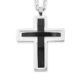 Two-Tone Stainless Steel Brushed and Polished Cut-out Cross Pendant Necklace