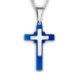 Men's Two-Tone Polished Stainless Steel Layered Cross Pendant - 19"