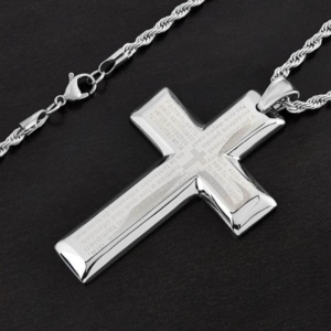 Crucible Men's Stainless Steel Lord's Prayer Cross Pendant