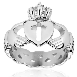 Claddagh Cut-out Cross Celtic Knot Eternity Stainless Steel Ring