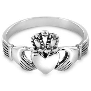Polished Claddagh Cut-out Cross Stainless Steel Ring