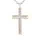 Sandblasted CZ 2-Piece Cross Stainless Steel Pendant - 19"