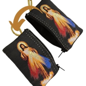 Rosary Pouch Divine Mercy Embroidery on Both Sides