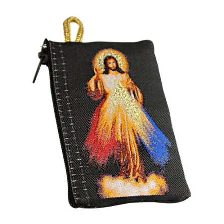 Rosary Pouch Divine Mercy Embroidery - Christian Artwork