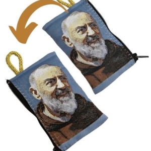 Embroidery of Padre Pio on Both Side of Rosary Pouch