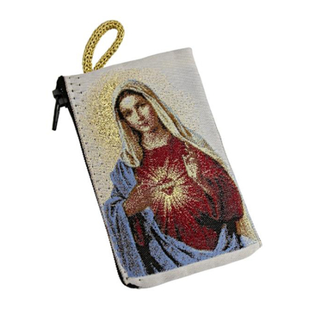 Rosary Pouch Virgin Mary Sacred Heart Embroidery - Spiritual Artwork