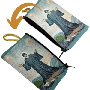 Religious Rosary Pouch Saint Charbel Embroidery Both Sides