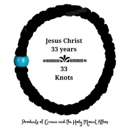 Black Wool Prayer Bracelet with Blue Bead – Christian Jewelry