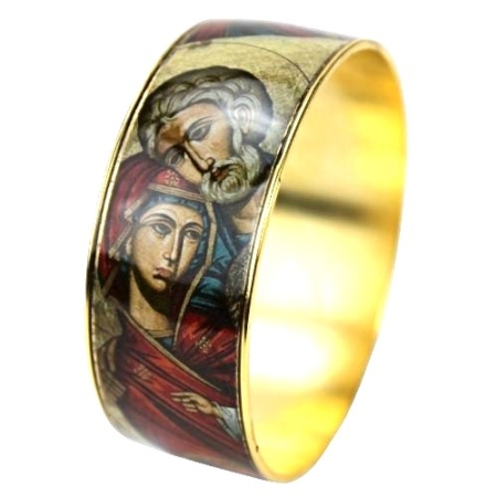 Holy Family Icon Design Bangle Bracelet - Locally Hand Crafted