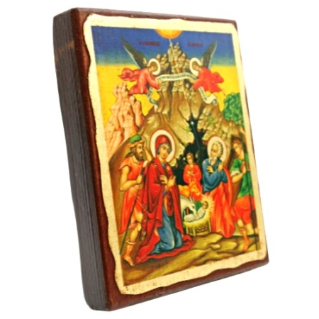 Icon of The Birth of Jesus Christ SW Series, Side view, Orthodox Artwork