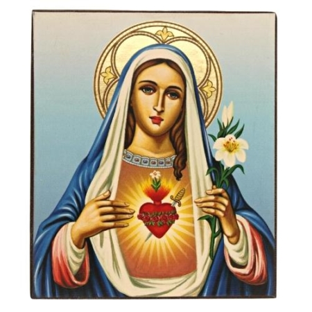 Icon of Immaculate Heart of Virgin Mary Freestanding - Religious Artwork