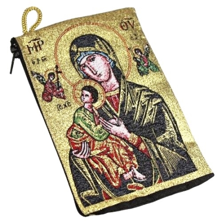 Rosary Pouch Virgin Mary Perpetual Help Embroidery - Spiritual Artwork