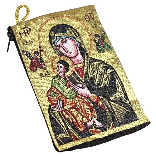 Virgin Mary Perpetual Help Embroidered Rosary Pouch With Zipper - The Art  of the Icon