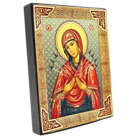 Icon Virgin Mary with Seven Swords SF Series Sideview, Religious Artwork