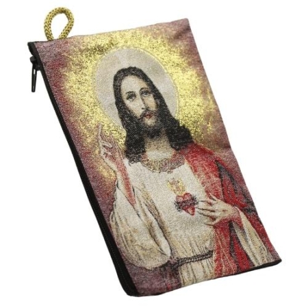 Rosary Pouch Sacred Heart Jesus Christ Embroidery - Spiritual Apparel