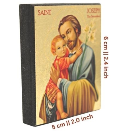 Icon of Saint Joseph Magnet S Series Sideview and Size, Spiritual Artwork