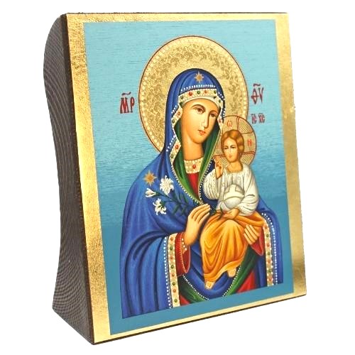 Virgin Mary Eternal Bloom Silk Screen Icon Gold Standing