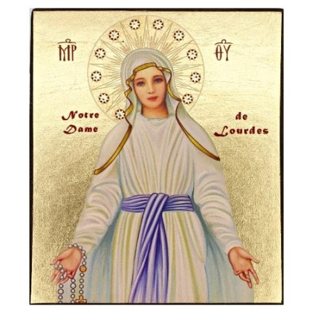 Icon of Virgin Mary - Lady of Lourdes Freestanding - Religious Artwork
