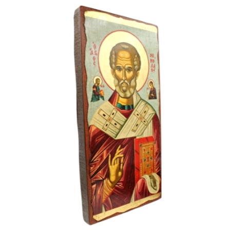 Icon of Saint Nicholas, Side View SW Series (Narrow Style), Christian Artwork