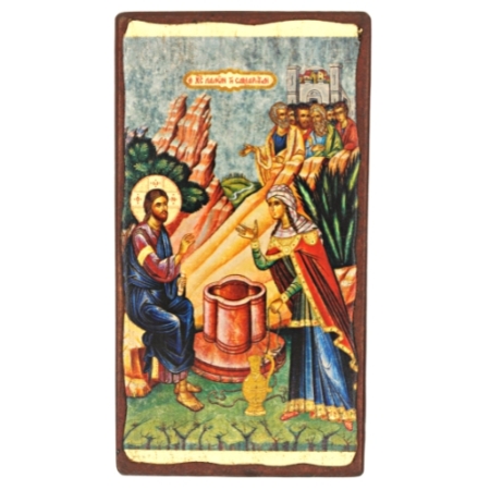 Icon of The Well of Jacob Authentic Christian Icons (Narrow Style)